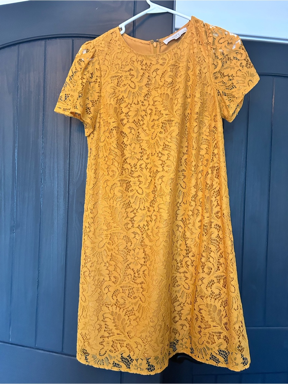 LOFT Mustard Yellow Lace Mini Dress